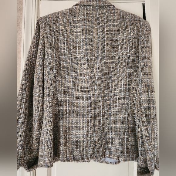 Jones New York Tweed Jacket Tan Grey And White size 10 - Picture 7 of 9
